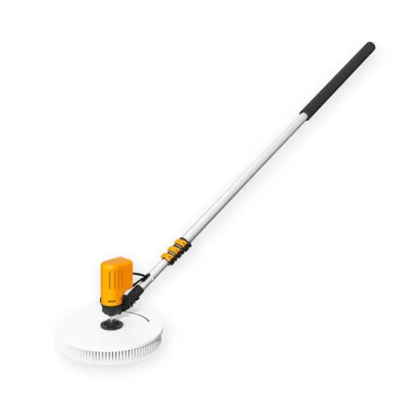 Single rotating brush for solar panel cleaning left view